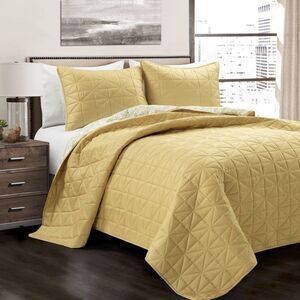 Lush Decor - Full/Queen Mid-Century Modern Geo Reversible Quilt Yellow